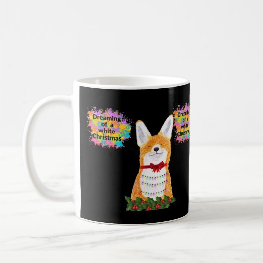 冷たいキツネホワイトクリスマス コーヒーマグカップ (左)