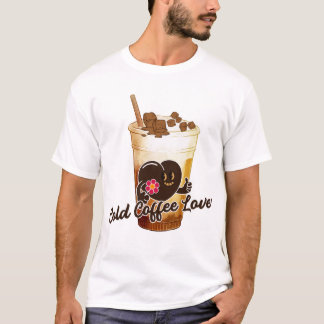 冷たいコーヒーが好きな猫のかわいいアニメのレトロデザイン Tシャツ