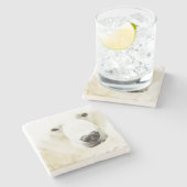 冷たいシロクマの視線 ストーンコースター (横)