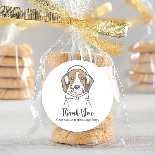 冷たいビーグルとバブルガムおもしろい犬ありがとう ラウンドシール