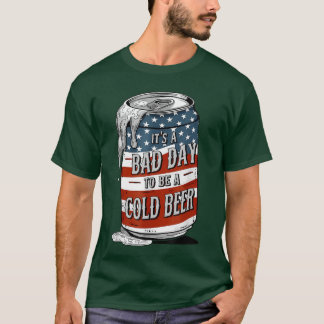 冷たいビールにとっては最悪の日 楽しい7月4日のドリンク Tシャツ