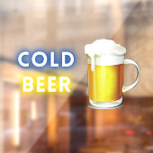 冷たいビールのコンビニ ガソリンスタンド ウィンドウサイン (シート2)