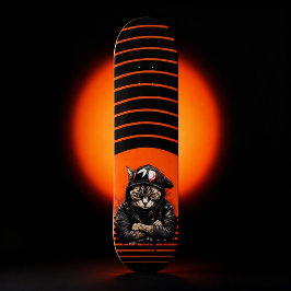 冷たいフードの猫 スケートボード