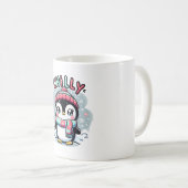 冷たいペンギンの雪のマフラー抱擁 コーヒーマグカップ (正面右)