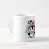 冷たいペンギンの雪のマフラー抱擁 コーヒーマグカップ (正面左)