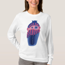 冷たい冬の帽子そしてスカーフを持つ凍結の子供 Tシャツ