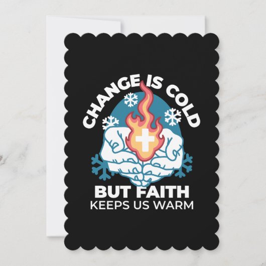冷たい変化、信仰の火 – クリスチャンやる気を起こさせるス サンキューカード (正面)