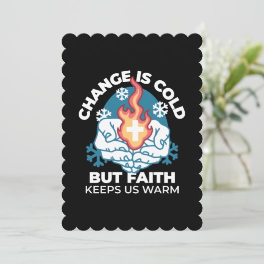 冷たい変化、信仰の火 – クリスチャンやる気を起こさせるス サンキューカード (スタンド正面)