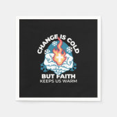 冷たい変化、信仰の火 – クリスチャンやる気を起こさせるス スタンダードカクテルナプキン (正面)