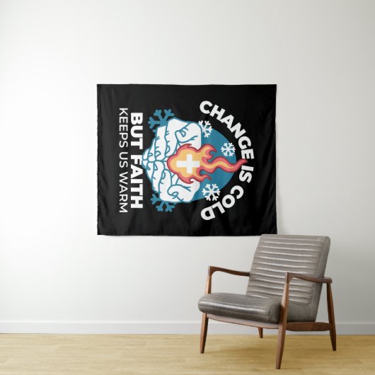 冷たい変化、信仰の火 – クリスチャンやる気を起こさせるス タペストリー (インサイチュ(横))