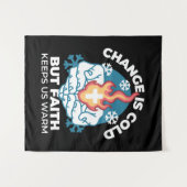 冷たい変化、信仰の火 – クリスチャンやる気を起こさせるス タペストリー (正面(横))