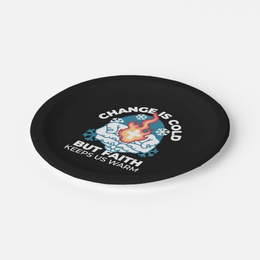 冷たい変化、信仰の火 – クリスチャンやる気を起こさせるス ペーパープレート (アングル)