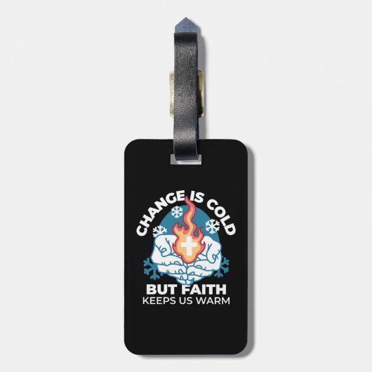 冷たい変化、信仰の火 – クリスチャンやる気を起こさせるス ラゲッジタグ (裏面縦)