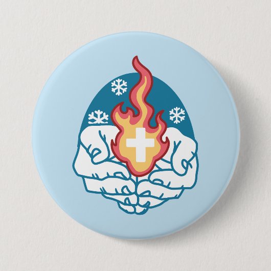 冷たい変化、信仰の火 – クリスチャンやる気を起こさせるス 缶バッジ (正面)