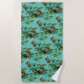 冷たい夏のカエル ビーチタオル (正面)