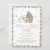 冷たい外かわいいホッキョクグマ赤ちゃんシャワー 招待状 (正面)