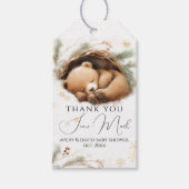 冷たい外のウッドランドベア冬の赤ちゃんシャワー ギフトタグ (正面)