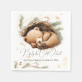 冷たい外のウッドランドベア冬の赤ちゃんシャワー スタンダードカクテルナプキン (正面)