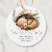 冷たい外のウッドランドベア冬の赤ちゃんシャワー フェイバータグ (正面)