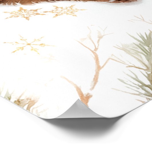 冷たい外のウッドランドベア冬の赤ちゃんシャワー ポスター (角)