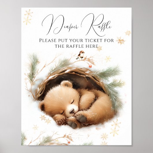 冷たい外のウッドランドベア冬の赤ちゃんシャワー ポスター (正面)