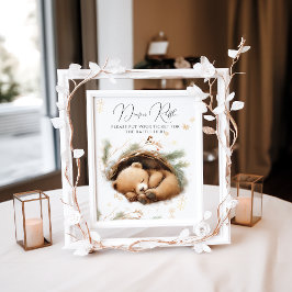 冷たい外のウッドランドベア冬の赤ちゃんシャワー ポスター