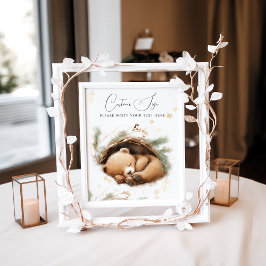 冷たい外のウッドランドベア冬の赤ちゃんシャワー ポスター