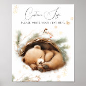 冷たい外のウッドランドベア冬の赤ちゃんシャワー ポスター (正面)