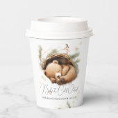 冷たい外のウッドランドベア冬の赤ちゃんシャワー 紙コップ (裏面)