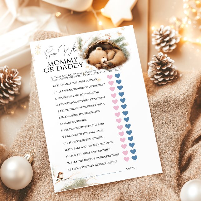 冷たい外のウッドランド熊の冬の赤ちゃんシャワーゲーム (クリエイターアップロード済み)