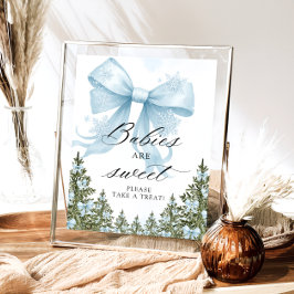 冷たい外の冬のブルーボウベビーは甘い ポスター