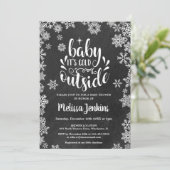 冷たい外の黒板冬のベイビーシャワー 招待状 (スタンド正面)