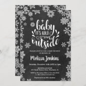冷たい外の黒板冬のベイビーシャワー 招待状 (正面/裏面)