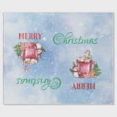 冷たい外カップメリークリスマスハッピーホリデー ラッピングペーパー (フラット)