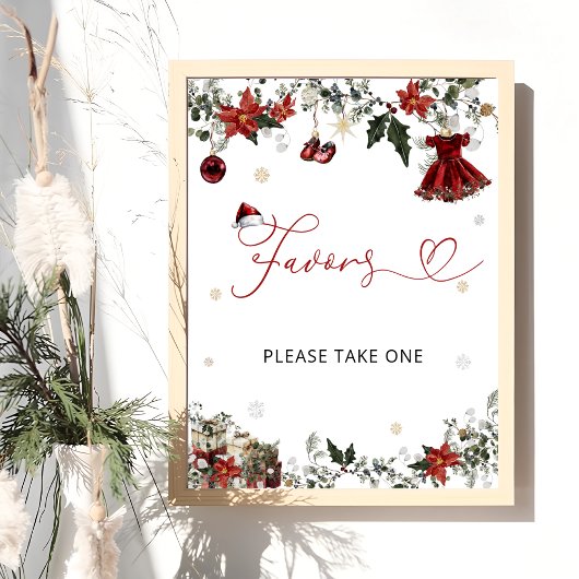 冷たい外クリスマスガール赤ちゃんシャワーの好意 ポスター