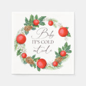 冷たい外クリスマスリース冬の赤ちゃんシャワー スタンダードカクテルナプキン (正面)