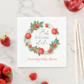 冷たい外クリスマスリース冬の赤ちゃんシャワー スタンダードランチョンナプキン (インサイチュ)