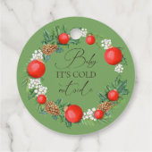 冷たい外クリスマスリース冬の赤ちゃんシャワー フェイバータグ (裏面)