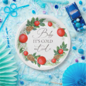 冷たい外クリスマスリース冬の赤ちゃんシャワー ペーパープレート (パーティー)