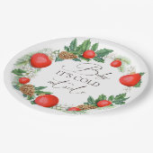 冷たい外クリスマスリース冬の赤ちゃんシャワー ペーパープレート (アングル)