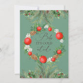 冷たい外クリスマスリース冬の赤ちゃんシャワー 招待状 (裏面)