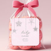 冷たい外グリッタースノーフレークピンク赤ちゃんシャワー スクエアシール