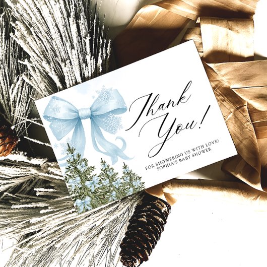 冷たい屋外ブルーボウ赤ちゃんシャワーありがとう カード