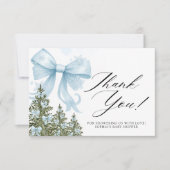 冷たい屋外ブルーボウ赤ちゃんシャワーありがとう カード (正面)