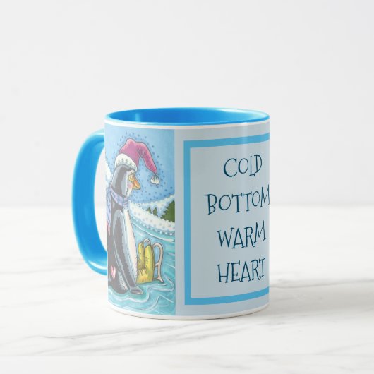 冷たい底の暖かいハート、ペンギンクリスマスマグ マグカップ (正面左)