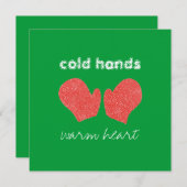 "冷たい手、暖かいハート"の正方形のクリスマスカード シーズンカード (正面/裏面)