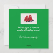 "冷たい手、暖かいハート"の正方形のクリスマスカード シーズンカード (裏面)