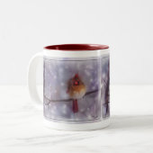 冷たい日の端の女性枢機卿 ツートーンマグカップ (正面左)