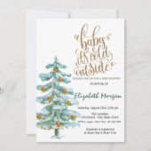 冷たい水色の松の木の赤ちゃんシャワー 招待状 (正面)