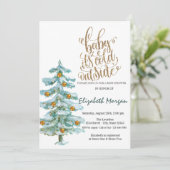 冷たい水色の松の木の赤ちゃんシャワー 招待状 (スタンド正面)